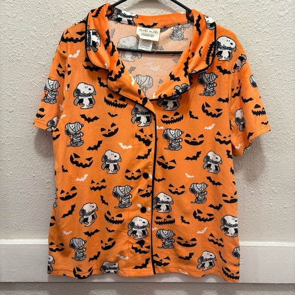 Peanuts Other - Munki Munki Peanuts Snoopy Halloween Button Down Pajama Top Size L